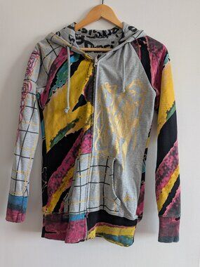 Graffiti Reversible Desigual Hoodie with Zipper. Totally Reversible. Size SM